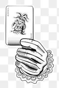 Hand with joker poker card png