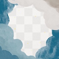 Clouds png border frame, watercolor transparent background