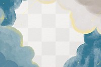 Watercolor clouds png frame, abstract transparent background