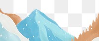 Watercolor border png, icy mountains clipart transparent background