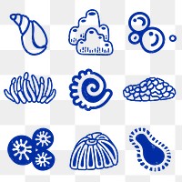 Underwater coral png sticker, marine creature on transparent background set