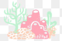 Underwater plant png sticker, marine creature in pastel colors on transparent background