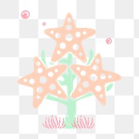 Starfish png collage element, pastel orange marine sticker on transparent background