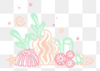 Coral reef png border, pink marine life designs in transparent background