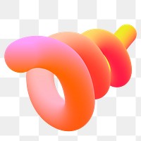 Abstract 3D png fluid shape, orange gradient on transparent background