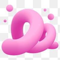 Twisted 3D png abstract shape clipart, pink liquid texture on transparent background