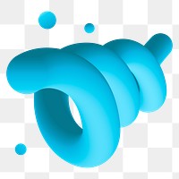 Twisted 3D png abstract shape clipart, blue liquid texture on transparent background