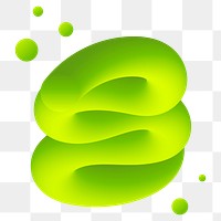 3D abstract png fluid shape, green colorful texture on transparent background