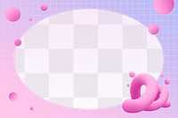 Aesthetic pink png frame, colorful grid pattern with 3D shapes on transparent background