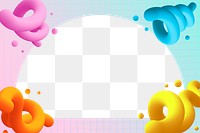 Grid png frame transparent background, abstract 3D shapes in colorful design