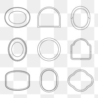 Frame png stickers, classic shape badges, transparent background