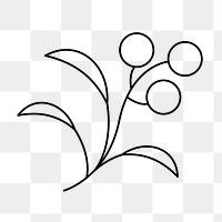 Leaf element png,  botanical doodle, black and white graphic design
