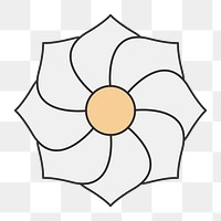 Flower doodle png, minimal white botanical collage element