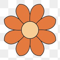 Flower element png, minimal floral doodle design, transparent background