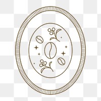 Coffee png logo element, simple oval design, minimal illustration 