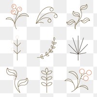 Tree element png, simple plant graphic design set