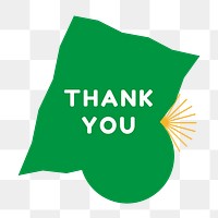 Thank you png sticker, color retro badge, transparent background