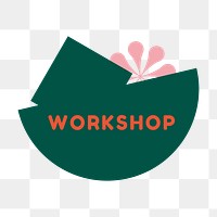 Workshop png sticker, color retro badge, transparent background