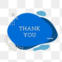 Blue shape png sticker, thank you text