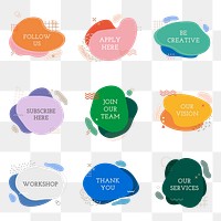 Abstract shape png sticker, colorful badge collection