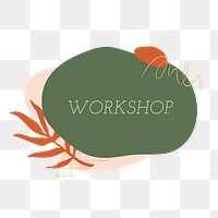 Workshop sticker png, earth tone memphis design, transparent background