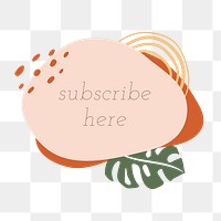 Subscribe here png sticker, memphis badge, transparent background