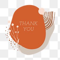 Thank you png sticker, earth tone memphis clipart, transparent background