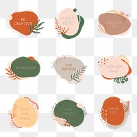 Memphis shape png sticker design collection, transparent background