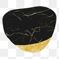 Kintsugi abstract png shape sticker, black aesthetic on transparent background