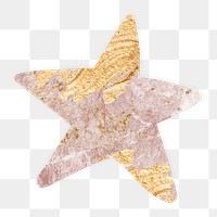 Marble star png shape clipart, pink aesthetic texture on transparent background