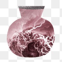 Pink marble png vase clipart, aesthetic home decoration on transparent background