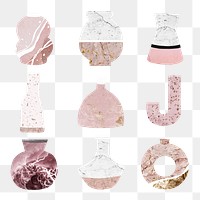 Aesthetic kintsugi png vase clipart, pink pottery, home decor objects set on transparent background