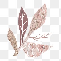 Abstract leaf png nature clipart, pink design on transparent background