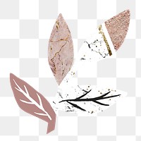 Pink leaf png sticker, nature collage element in abstract design on transparent background