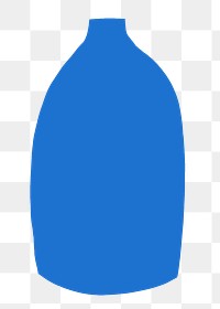 Blue bottle png vase sticker, flat home decor object on transparent background