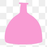 Pink png vase sticker, flat home decor object on transparent background