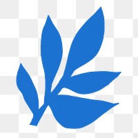 Blue leaf png sticker, flat nature graphic on transparent background