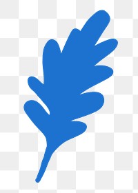 Blue leaf png sticker, flat nature graphic on transparent background