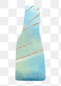 Blue kintsugi png vase, aesthetic home decor on transparent background