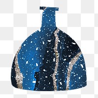 Blue marble png vase clipart, aesthetic pottery design on transparent background