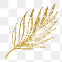 Gold leaf png sticker, minimal botanical illustration for scrapbook, transparent background