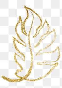 Gold leaf png sticker, minimal botanical illustration for bullet journal, transparent background