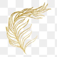 Botanical png collage element, gold leaf drawing, simple illustration transparent background