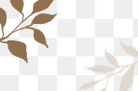 Leaves watercolor png border frame, brown botanical illustration on transparent background