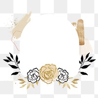 Botanical arch png frame, golden rose, simple design on transparent background