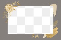 Rectangular flower png frame, simple botanical design for wedding card, transparent background