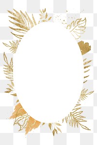 Aesthetic gold png frame, golden leaf design illustration for wedding card, transparent background