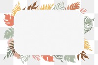 Botanical png frame, abstract leaf line drawing style, transparent background