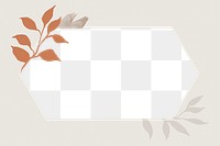 Simple leaf png frame, botanical illustration transparent background