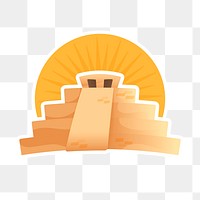 Mayan ruin png doodle sticker, Mexican architecture, transparent background